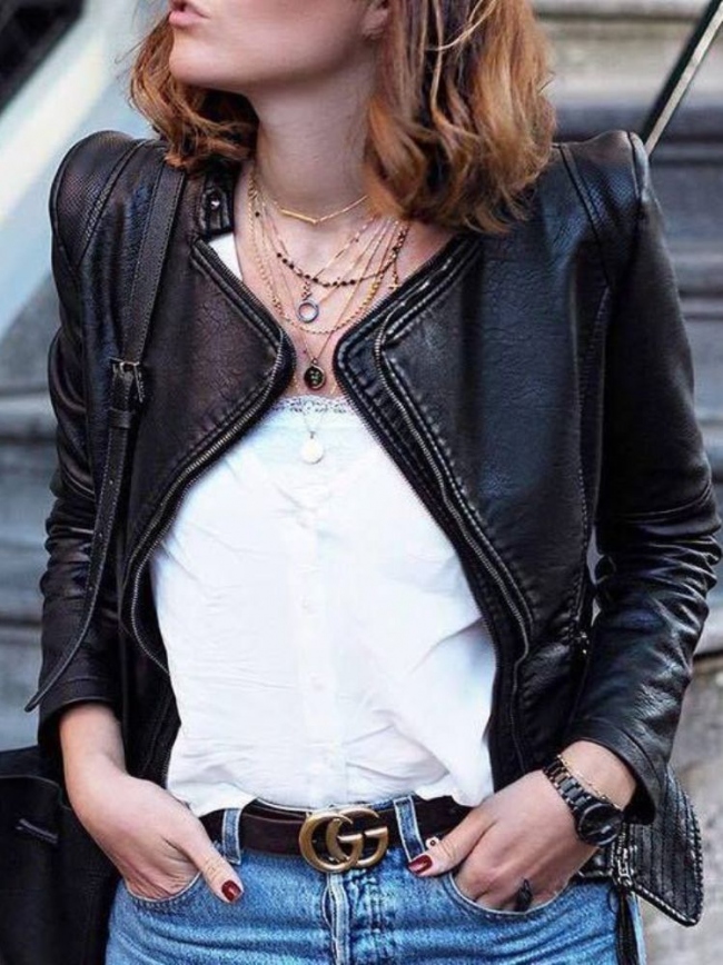 ELSA BLACK LEATHERETTE JACKET
