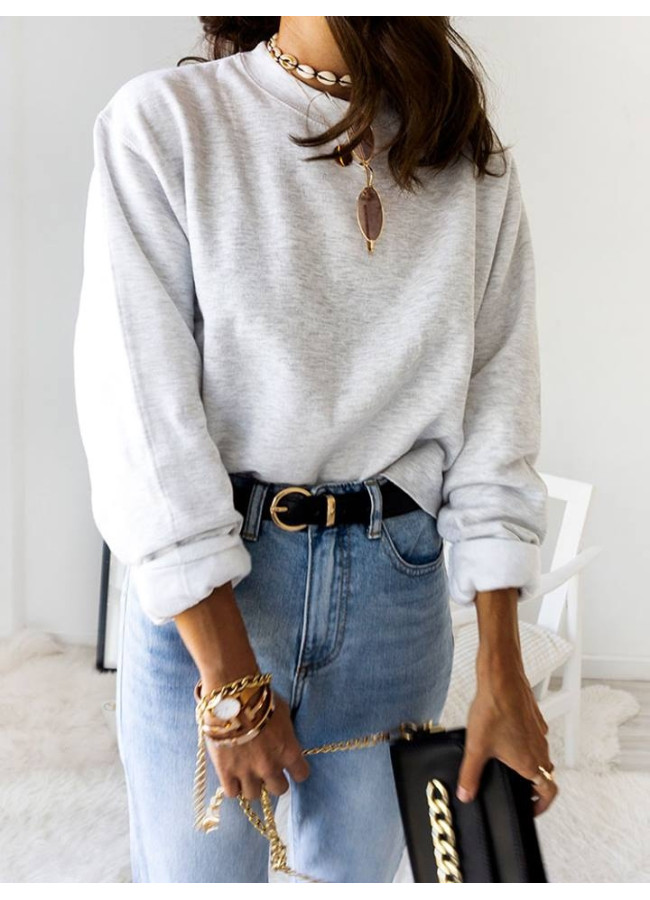 ASH GREY CROP SWEATSHIRT