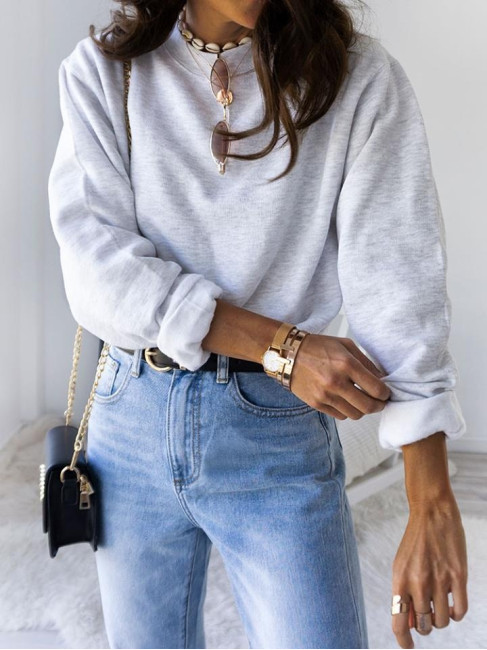 ASH GREY CROP SWEATSHIRT