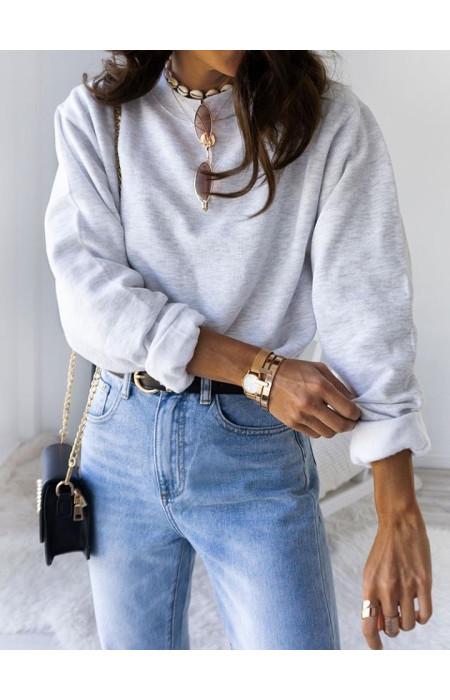 ASH GREY CROP SWEATSHIRT