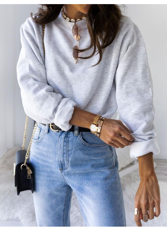 ASH GREY CROP SWEATSHIRT