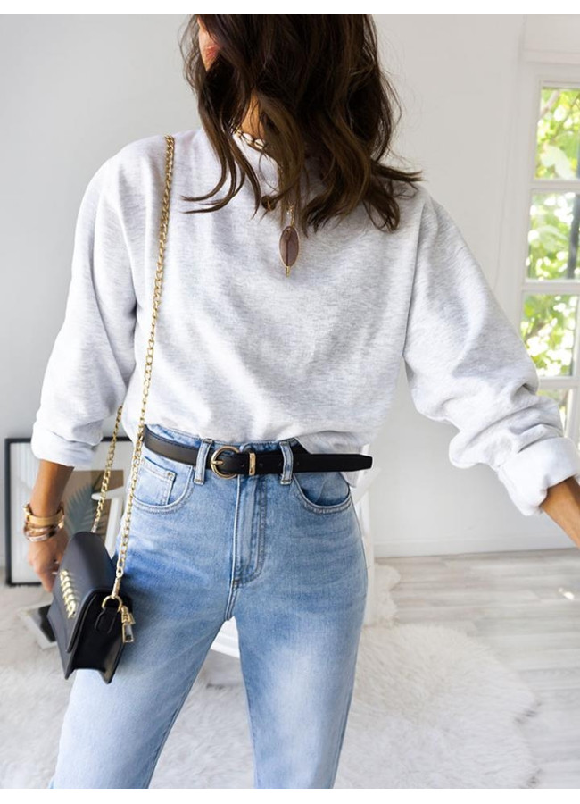 ASH GREY CROP SWEATSHIRT