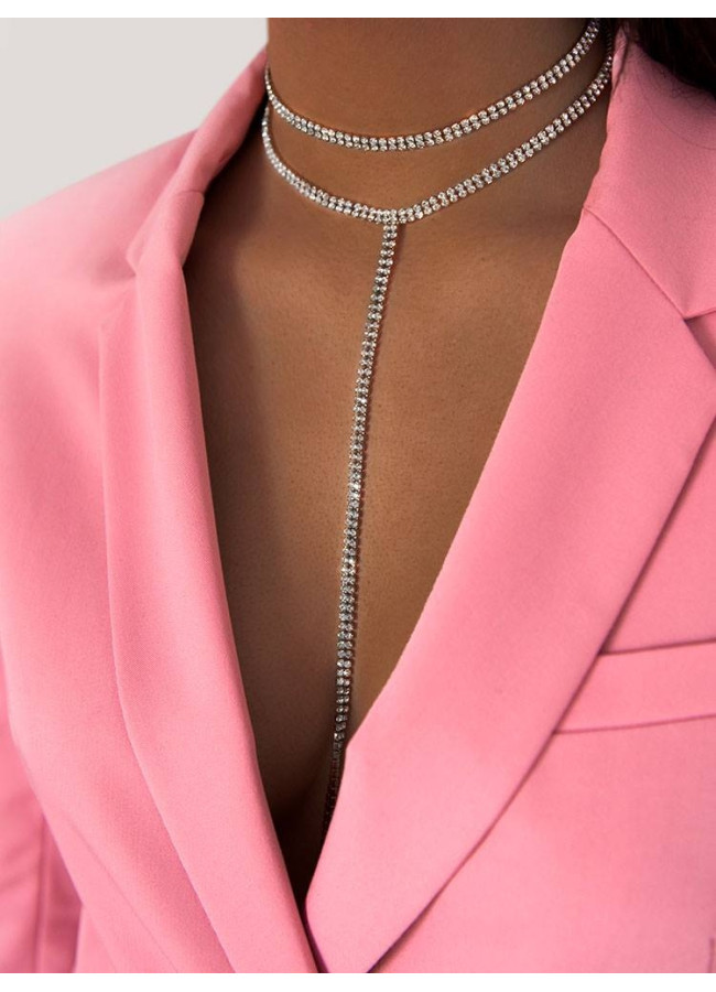 DOUBLE SILVER STRASS CHOKER