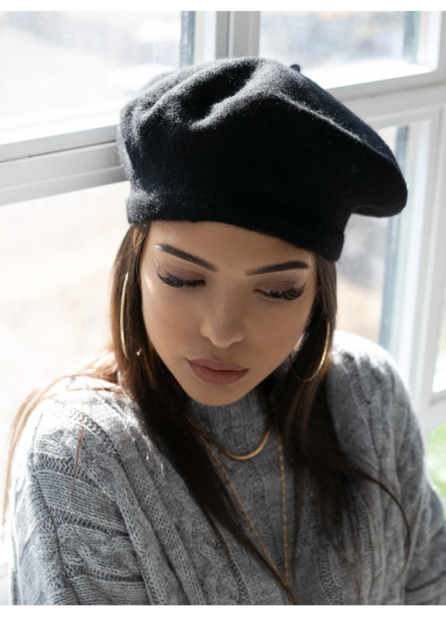 BLACK RETRO BERET
