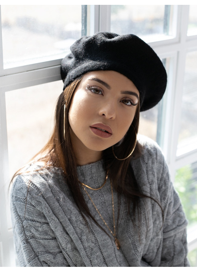 BLACK RETRO BERET