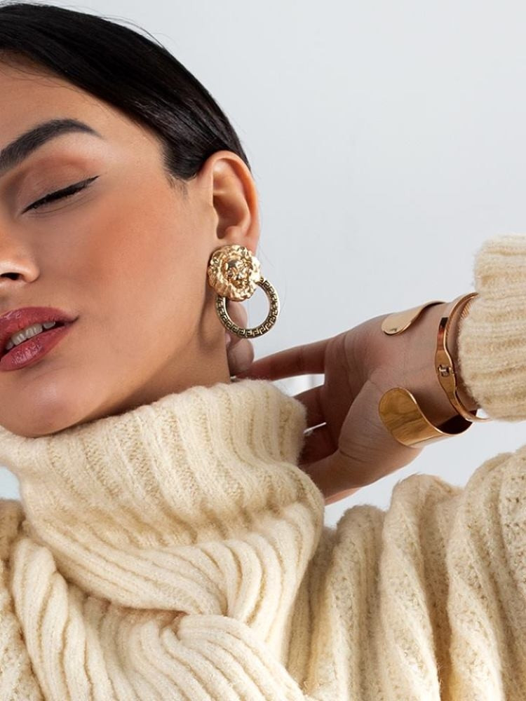 GOLD LION EARRINGS