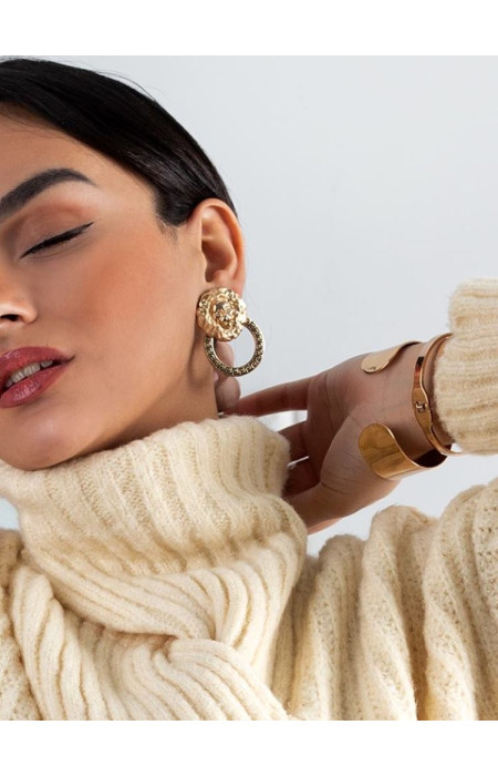 GOLD LION EARRINGS