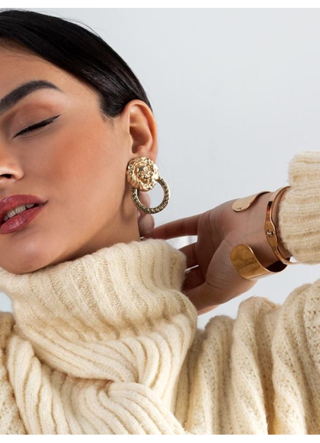 GOLD LION EARRINGS