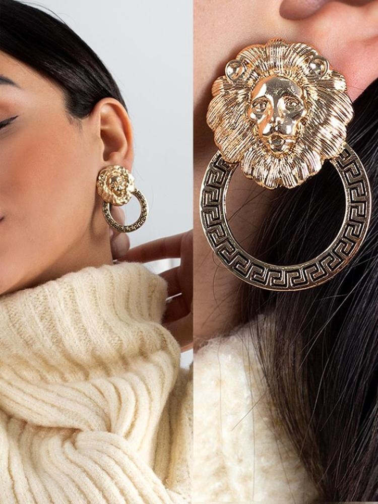 GOLD LION EARRINGS