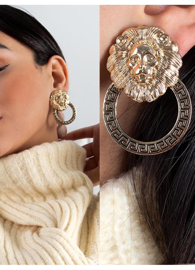 GOLD LION EARRINGS