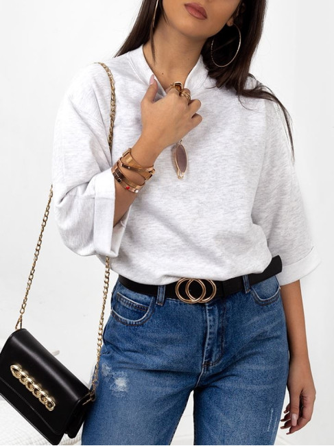 CROP SLEEVE GREY SWEATSHIRT