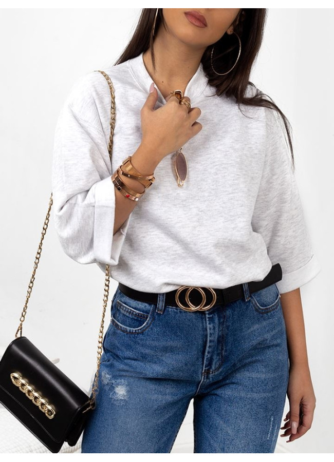 CROP SLEEVE GREY SWEATSHIRT