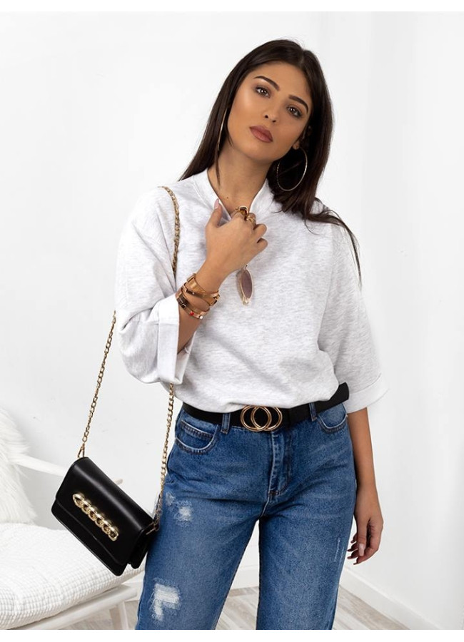 CROP SLEEVE GREY SWEATSHIRT