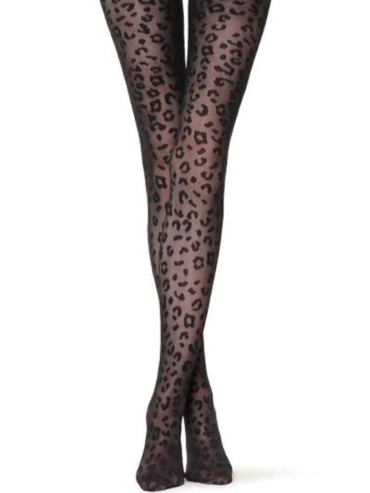 BLACK LEOPARD TIGHTS