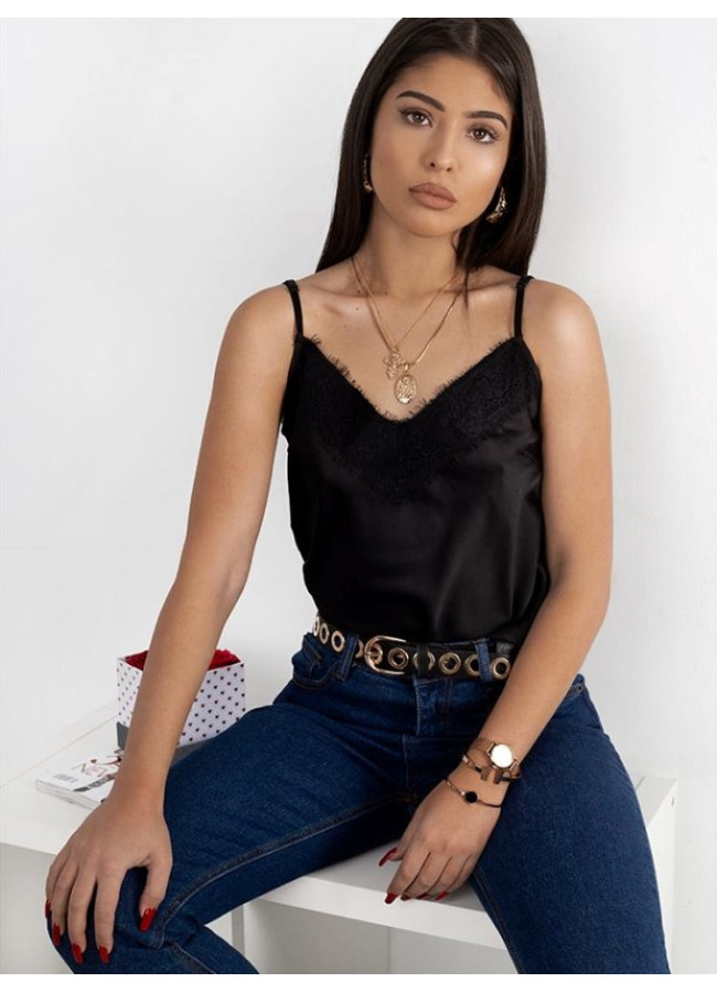 BLACK SATIN LINGERIE TOP