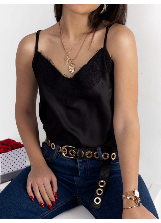 BLACK SATIN LINGERIE TOP