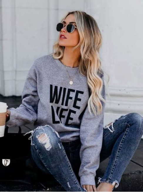 WIFE LIFE GREY SWEATSHIRT