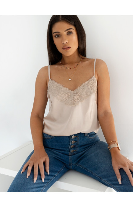 CAPUCCINO SATIN LINGERIE TOP