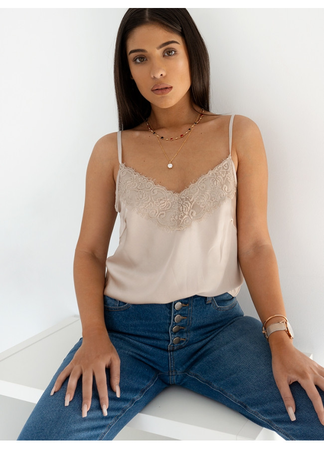 CAPUCCINO SATIN LINGERIE TOP