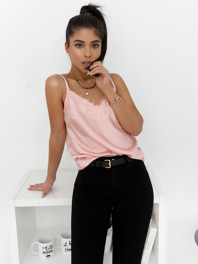PINK SATIN LINGERIE TOP