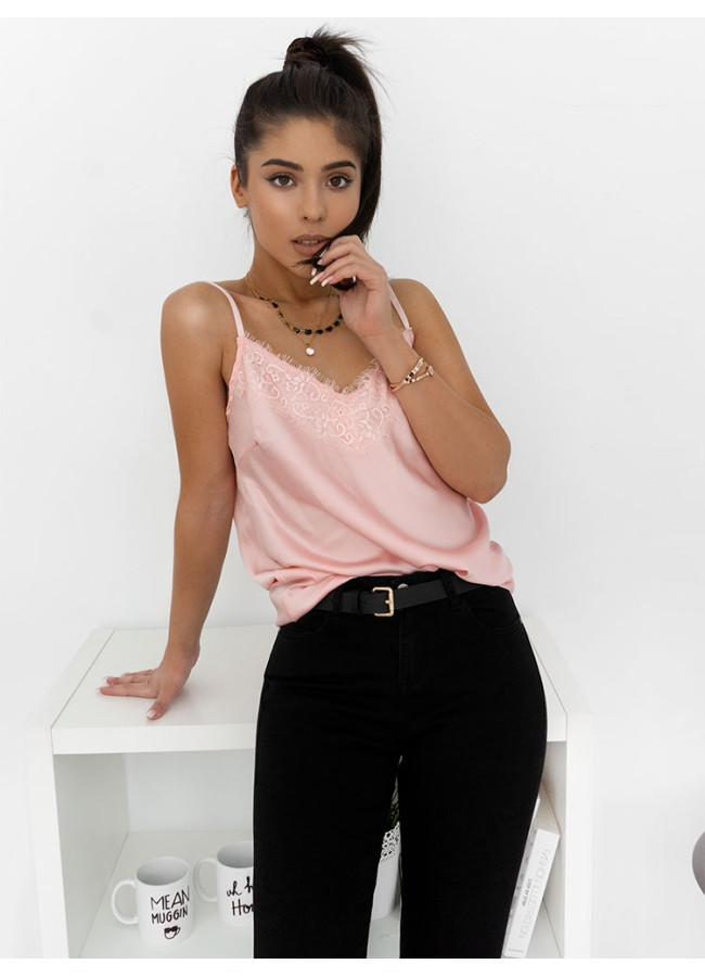 PINK SATIN LINGERIE TOP