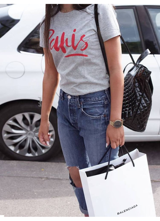 PARIS GREY WITH RED TSHIRT