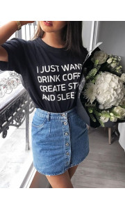 JUST WANT TO BLACK T- SHIRT