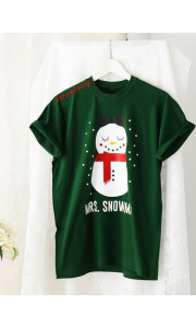 MRS. SNOWMAN GREEN T-SHIRT