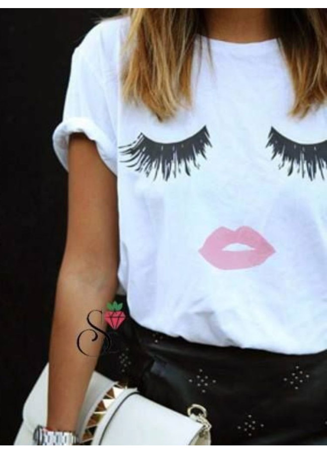 EYELASHES WHITE T-SHIRT
