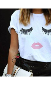 EYELASHES WHITE T-SHIRT