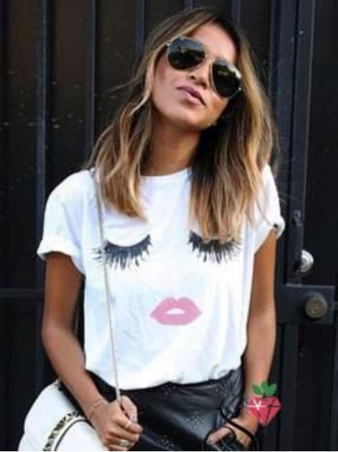 EYELASHES WHITE T-SHIRT