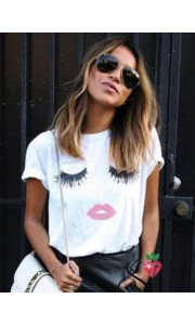 EYELASHES WHITE T-SHIRT