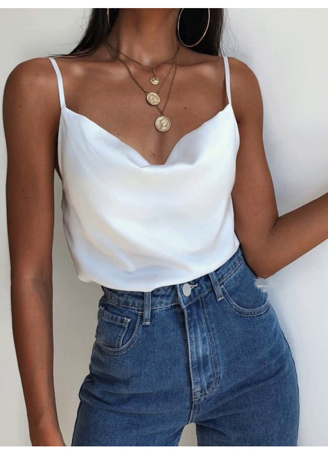 MONROE WHITE SATIN TOP