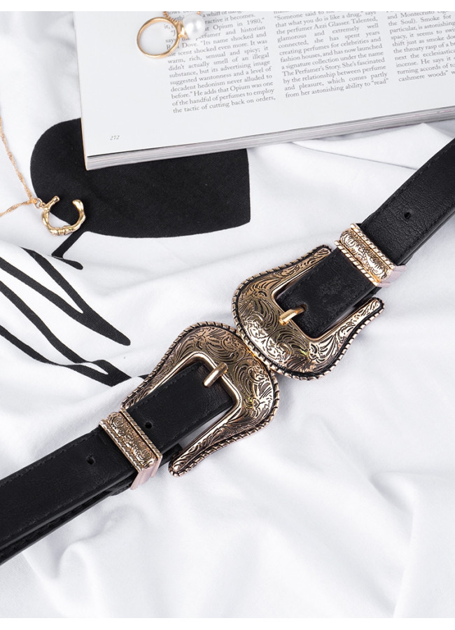 DROGO GOLD DOUBLE BUCKLE BELT