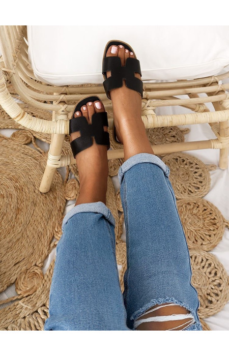 SAGE BLACK SLIPPERS