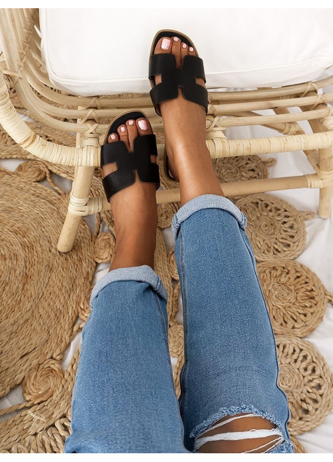 SAGE BLACK SLIPPERS