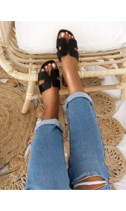 SAGE BLACK SLIPPERS