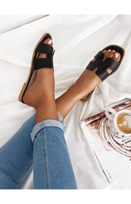 SAGE BLACK SLIPPERS