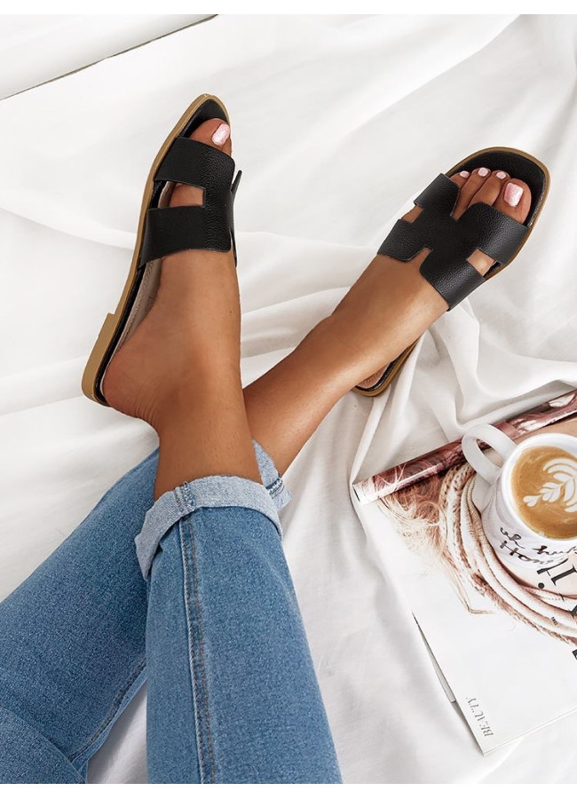 SAGE BLACK SLIPPERS