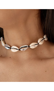 WHITE & SILVER SEA SHELL CHOKER