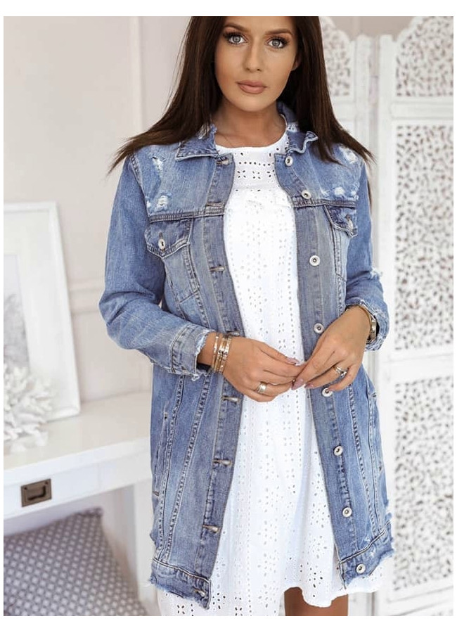 LONG DISTRESSED JEAN JACKET