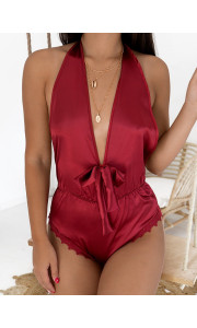 JUELLA WINE SATIN PYJAMA BODY
