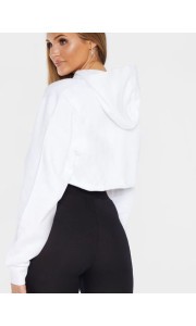 WHITE CROP HOODIE