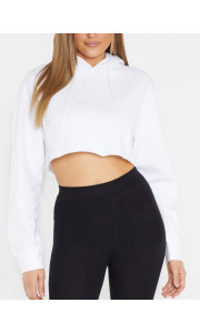 WHITE CROP HOODIE