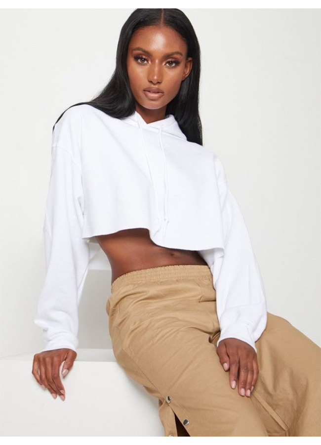 WHITE CROP HOODIE