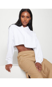 WHITE CROP HOODIE