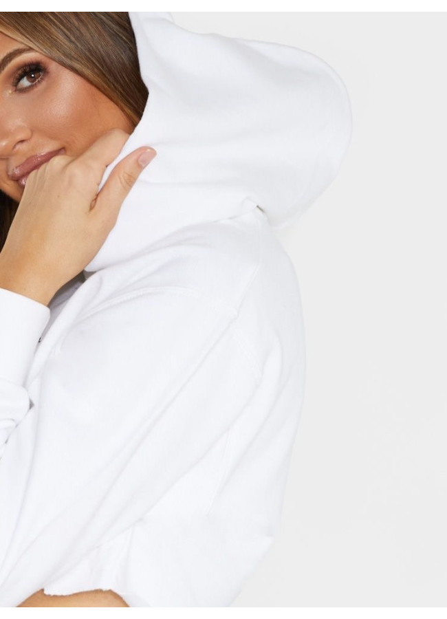 WHITE CROP HOODIE