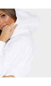 WHITE CROP HOODIE