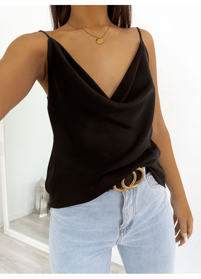 MONROE BLACK SATIN TOP