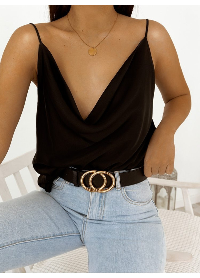 MONROE BLACK SATIN TOP